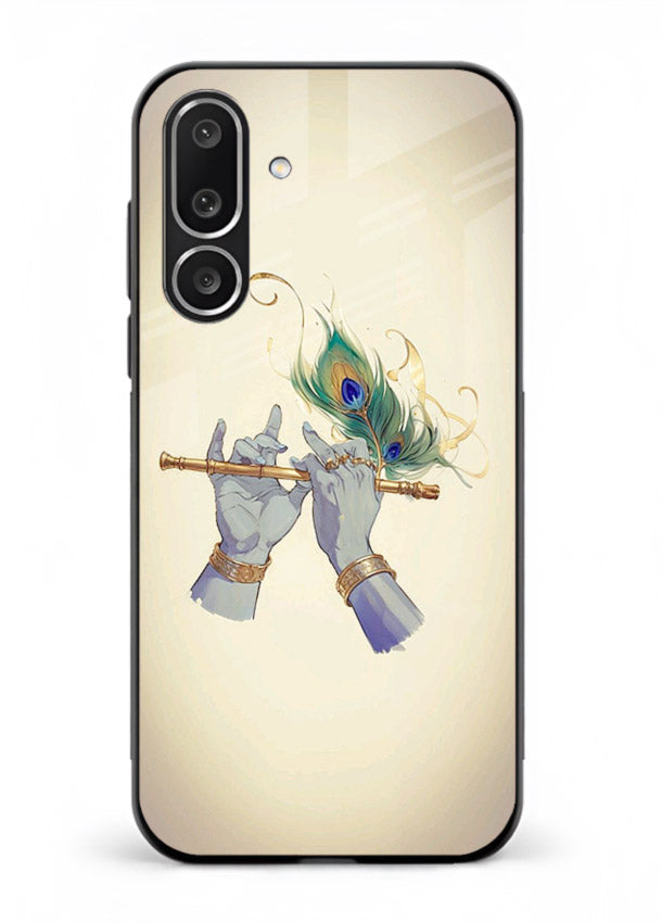 Krishna flute feather artwork Samsung F56 5G glass back cover