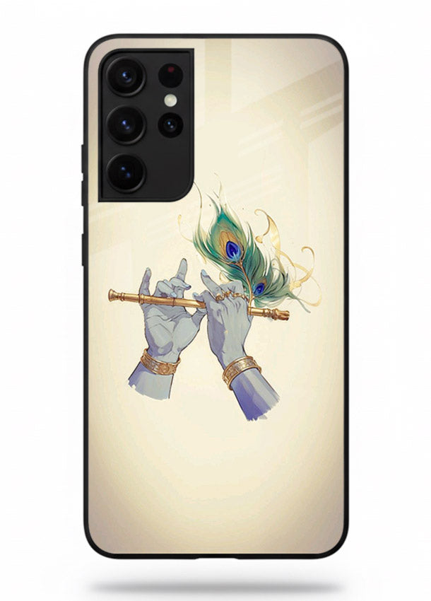 Krishna flute feather artwork Samsung S21 Ultra glass back cover