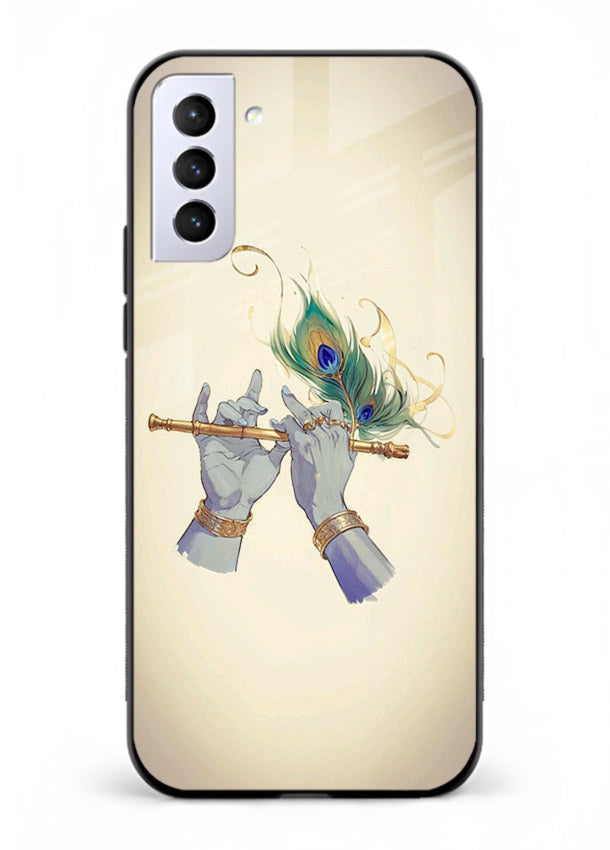 Krishna flute feather artwork Samsung S21 Plus glass back cover
