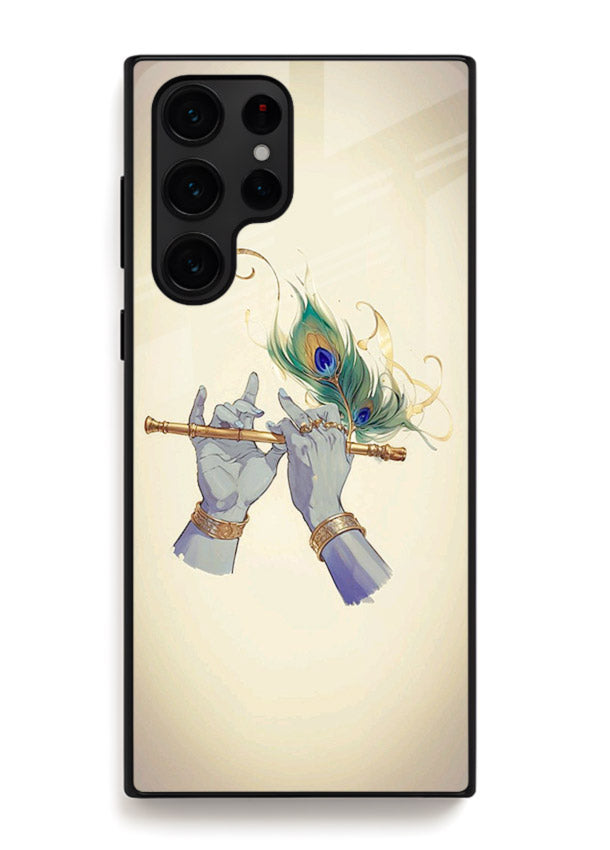 Krishna flute feather artwork Samsung S23 Ultra glass back cover