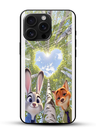 Animated forest heart artwork printed on glossy tempered glass mobile back cover - 1