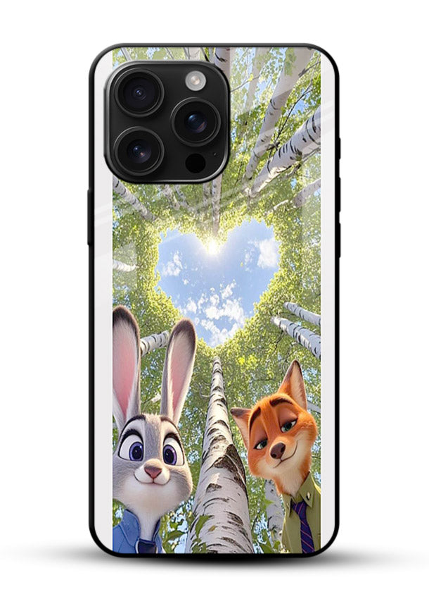 Animated forest heart artwork printed on glossy tempered glass mobile back cover - 1