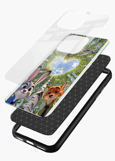 Animated forest heart artwork printed on glossy tempered glass mobile back cover - 3