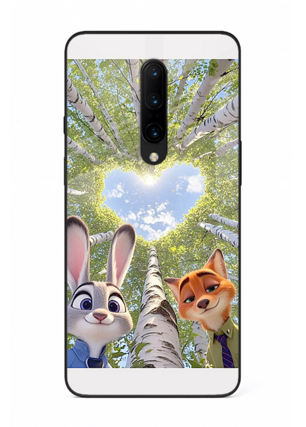 Animated forest heart artwork printed on glossy tempered glass OnePlus 7 Pro back cover