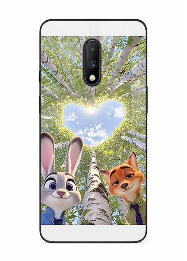 Animated forest heart artwork printed on glossy tempered glass OnePlus 7 back cover