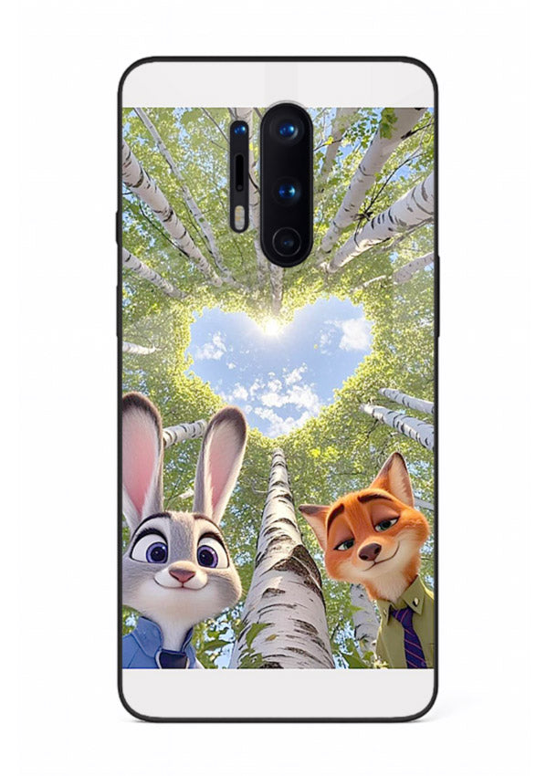 Animated forest heart artwork printed on glossy tempered glass OnePlus 8 Pro back cover