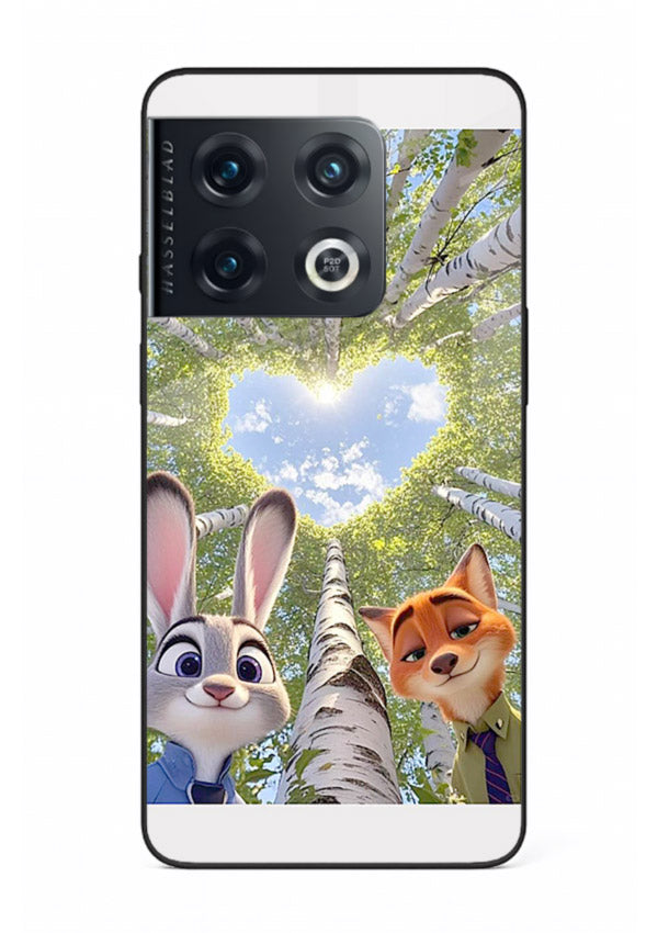 Animated forest heart artwork printed on glossy tempered glass OnePlus 10 Pro back cover