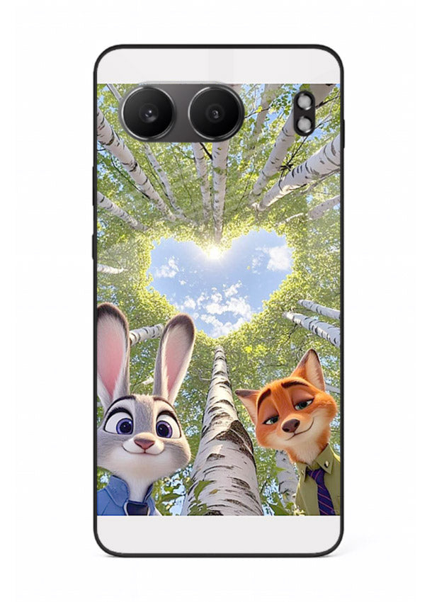 Animated forest heart artwork printed on glossy tempered glass OnePlus Nord 4 back cover