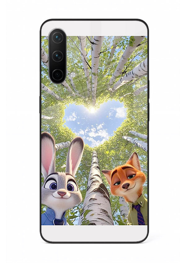 Animated forest heart artwork printed on glossy tempered glass OnePlus Nord CE 5G back cover