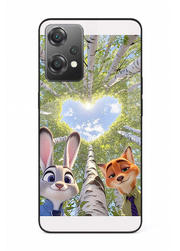 Animated forest heart artwork printed on glossy tempered glass OnePlus Nord CE2 Lite 5G back cover