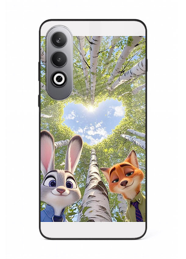 Animated forest heart artwork printed on glossy tempered glass OnePlus Nord CE4 back cover