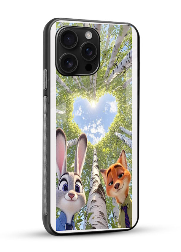 Animated forest heart artwork printed on glossy tempered glass mobile back cover - 2