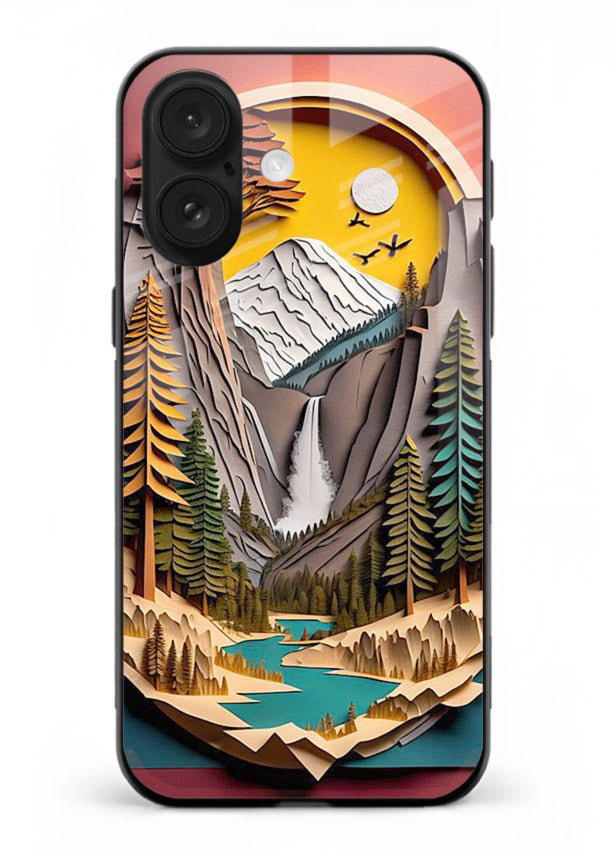 Forest Mountain Badge retro mountain badge artwork iphone 17 glass back cover