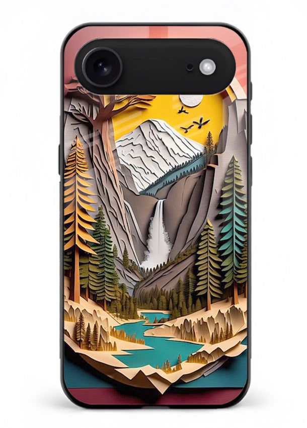 Forest Mountain Badge retro mountain badge artwork iphone 17 air glass back cover
