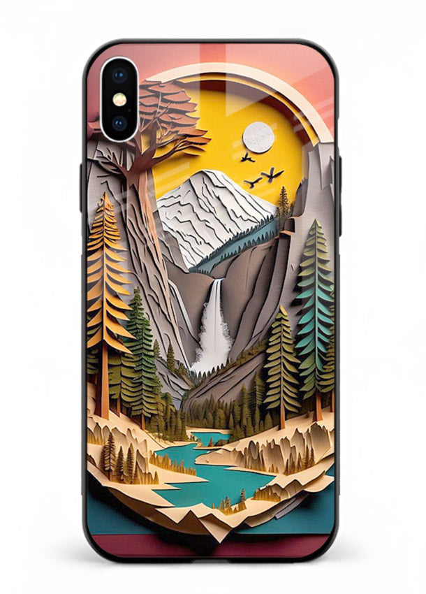Forest Mountain Badge retro mountain badge artwork iphone xs max glass back cover