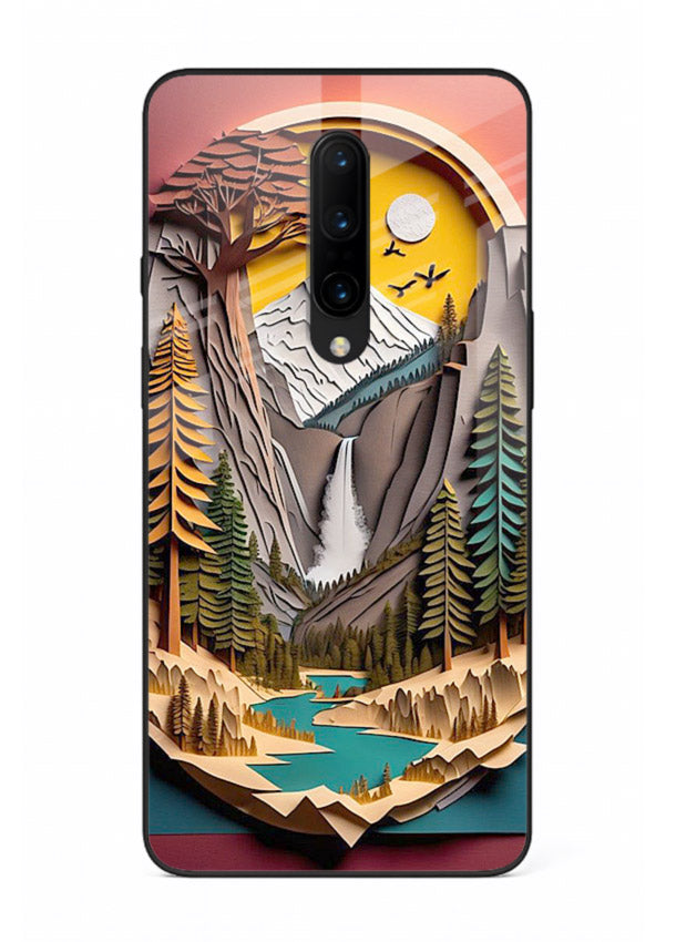 Forest Mountain Badge retro mountain badge artwork OnePlus 8 glass back cover