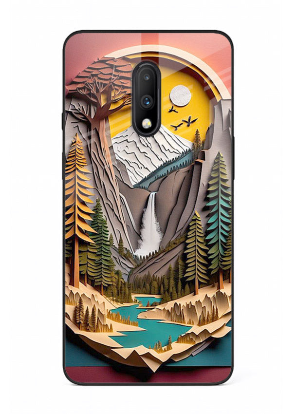 Forest Mountain Badge retro mountain badge artwork OnePlus 7 glass back cover