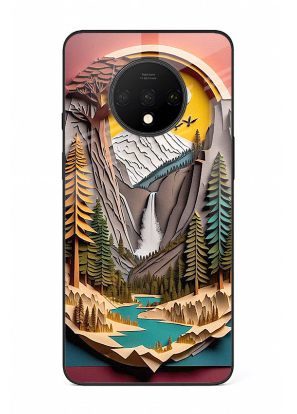 Forest Mountain Badge retro mountain badge artwork OnePlus 7T glass back cover