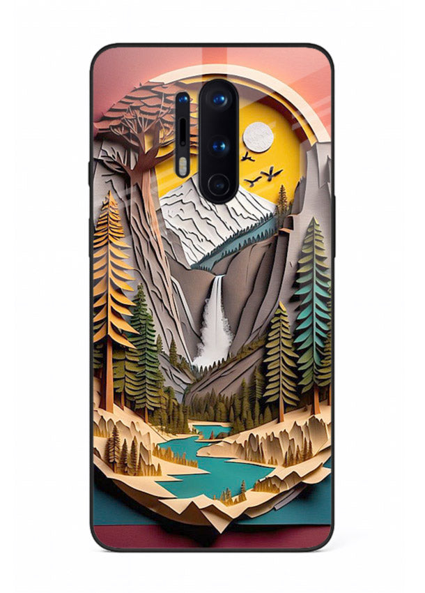 Forest Mountain Badge retro mountain badge artwork OnePlus 8 Pro glass back cover