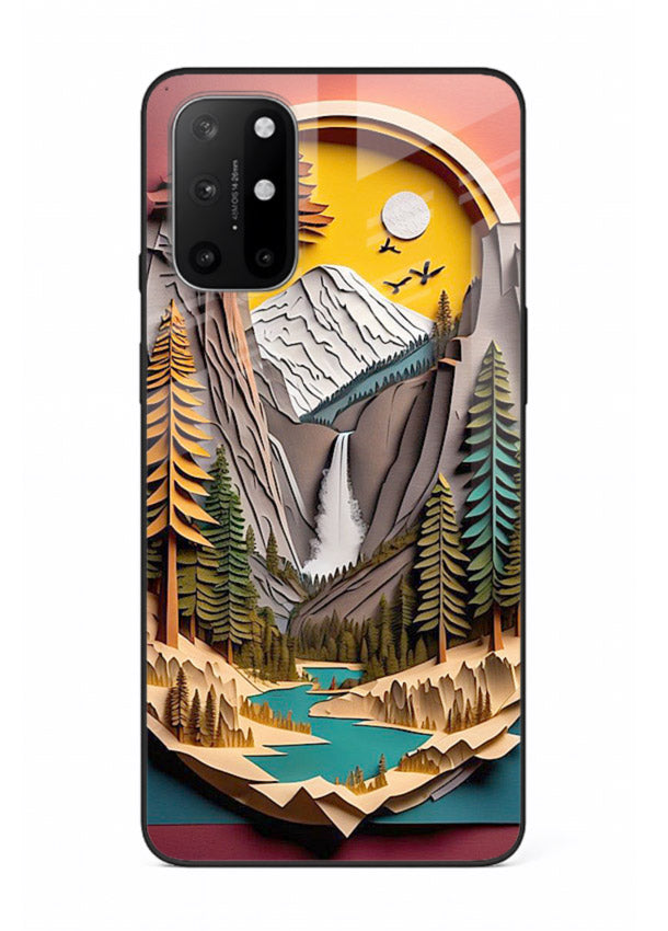 Forest Mountain Badge retro mountain badge artwork OnePlus 8T glass back cover
