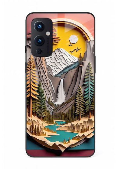 Forest Mountain Badge retro mountain badge artwork OnePlus 9 Pro glass back cover