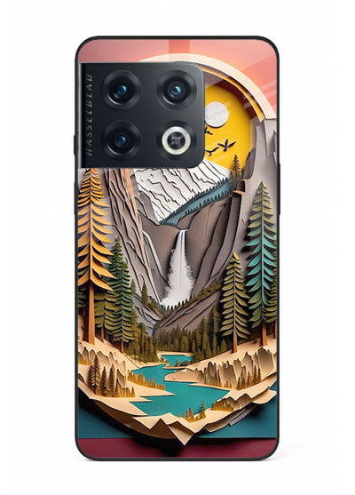 Forest Mountain Badge retro mountain badge artwork OnePlus 10 Pro glass back cover