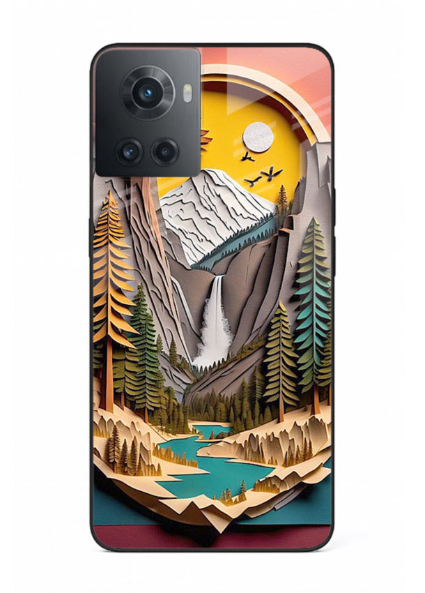 Forest Mountain Badge retro mountain badge artwork OnePlus 10R glass back cover