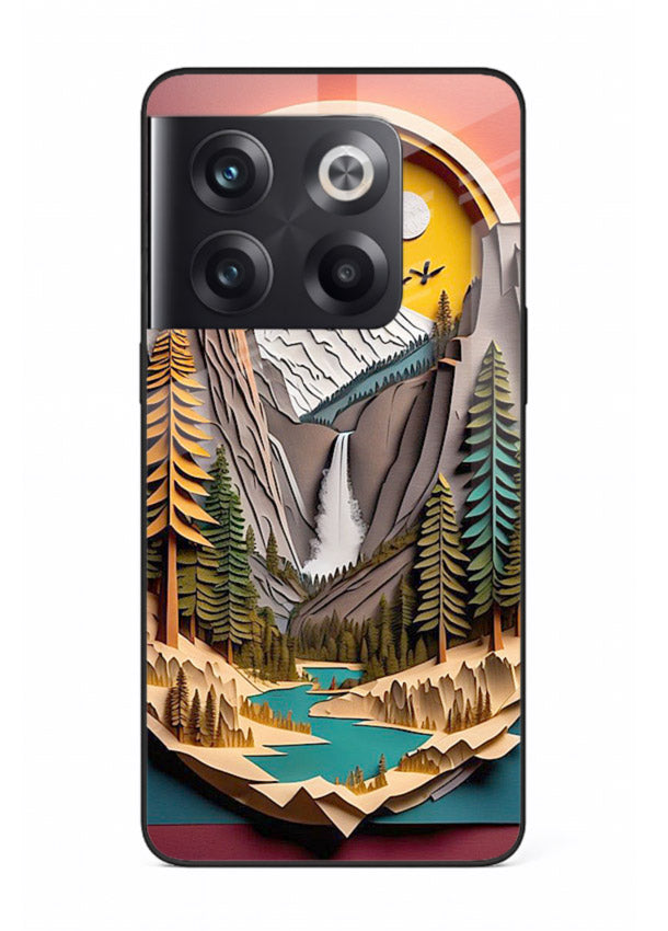 Forest Mountain Badge retro mountain badge artwork OnePlus 10T glass back cover