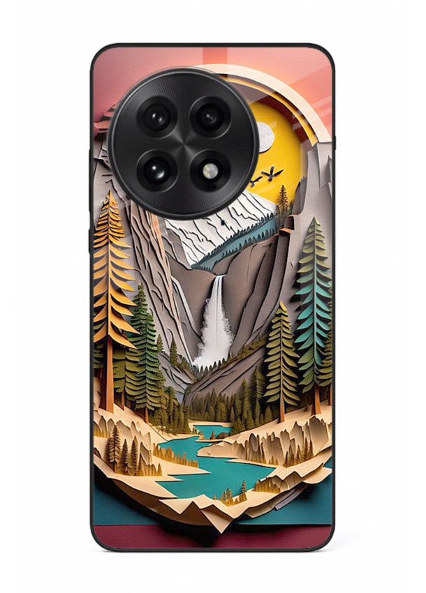 Forest Mountain Badge retro mountain badge artwork OnePlus 13R glass back cover