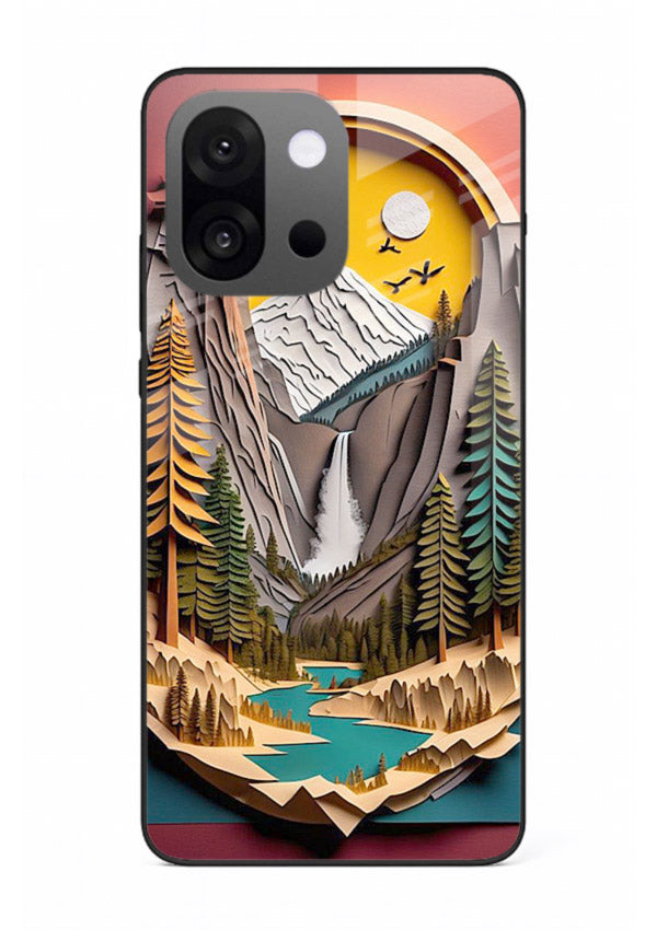 Forest Mountain Badge retro mountain badge artwork OnePlus 13s glass back cover