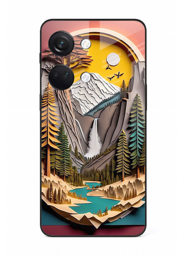 Forest Mountain Badge retro mountain badge artwork OnePlus Nord 3 glass back cover