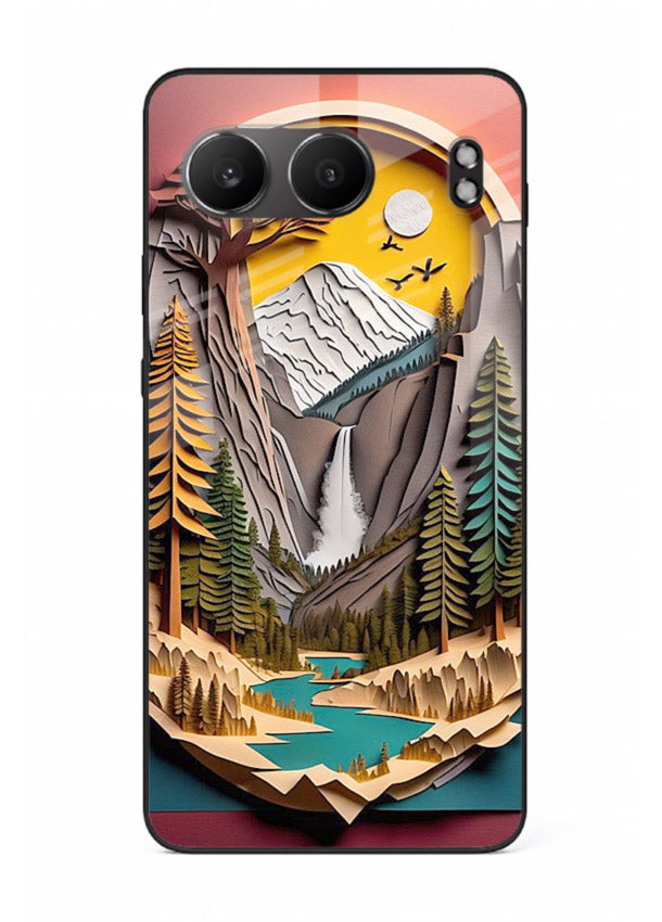 Forest Mountain Badge retro mountain badge artwork OnePlus Nord 4 glass back cover