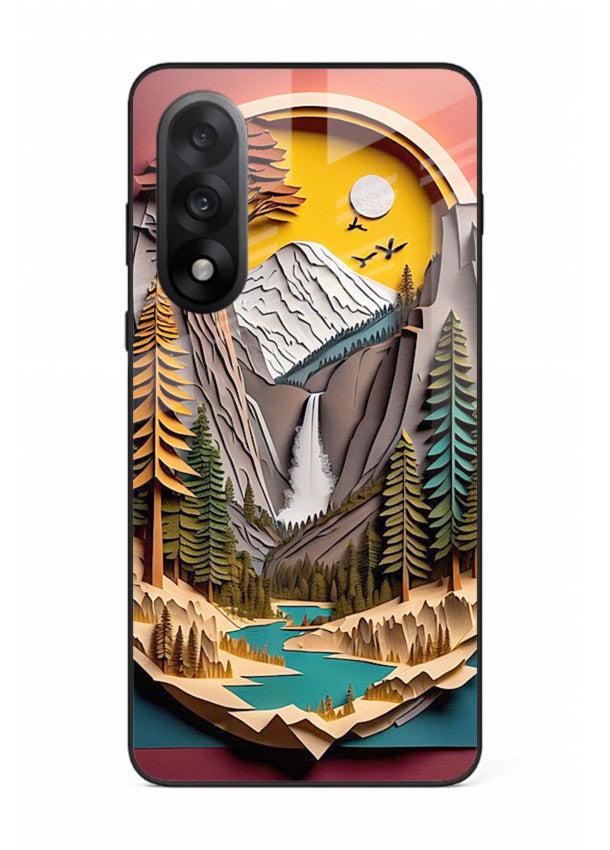 Forest Mountain Badge retro mountain badge artwork OnePlus Nord 5 glass back cover