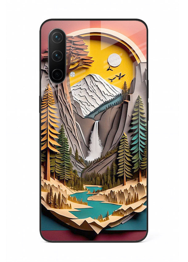 Forest Mountain Badge retro mountain badge artwork OnePlus Nord CE 5G glass back cover