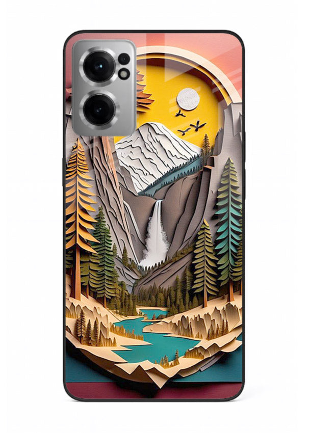 Forest Mountain Badge retro mountain badge artwork OnePlus Nord CE2 5G glass back cover