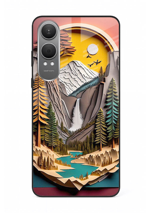 Forest Mountain Badge retro mountain badge artwork OnePlus Nord CE4 Lite glass back cover