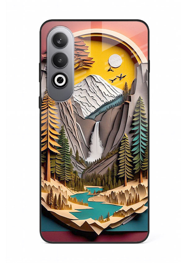 Forest Mountain Badge retro mountain badge artwork OnePlus Nord CE4 glass back cover