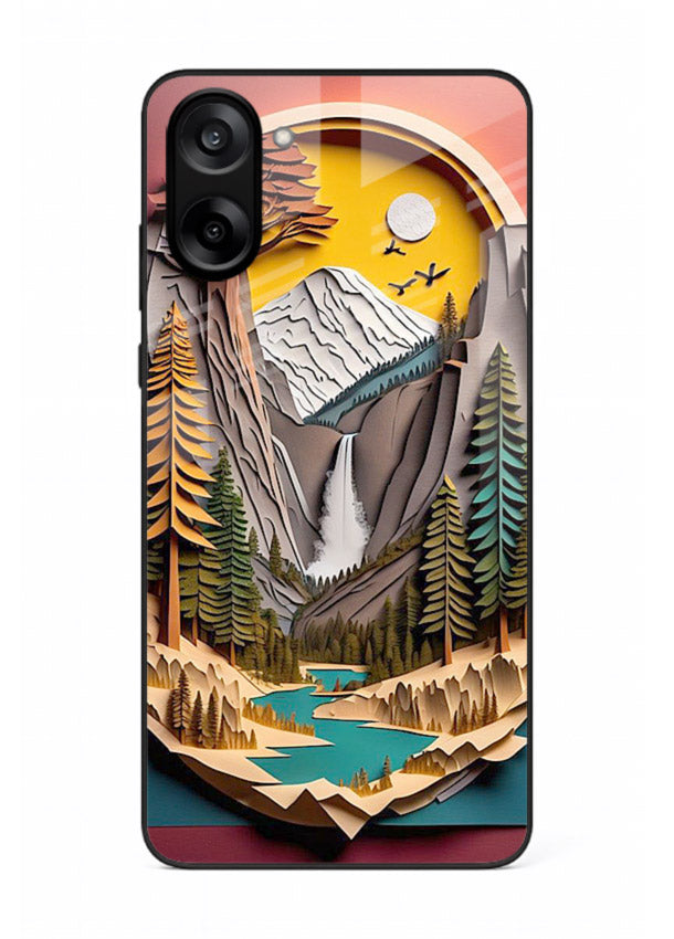 Forest Mountain Badge retro mountain badge artwork OnePlus Nord CE5 glass back cover