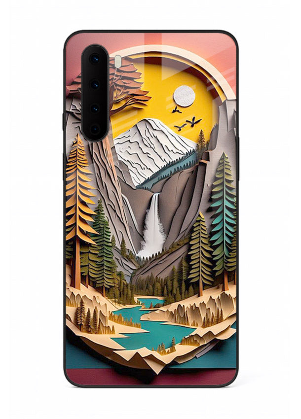 Forest Mountain Badge retro mountain badge artwork OnePlus Nord glass back cover