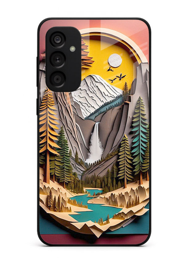 Forest Mountain Badge retro mountain badge artwork Samsung A14 5G glass back cover