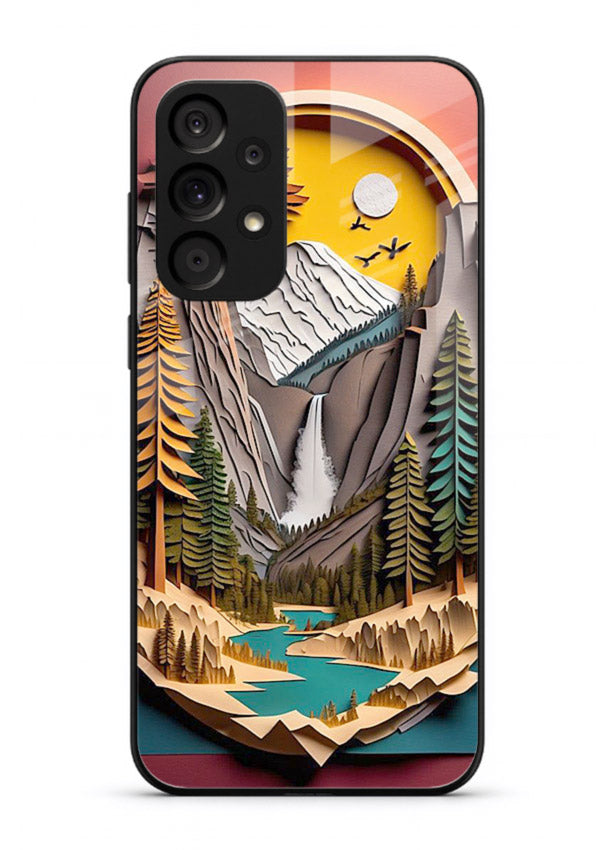 Forest Mountain Badge retro mountain badge artwork Samsung A53 5G glass back cover