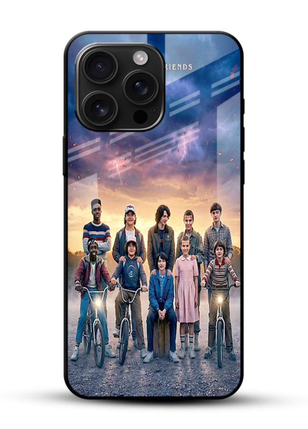Adventure friends squad artwork printed on premium tempered glass mobile back cover - 1