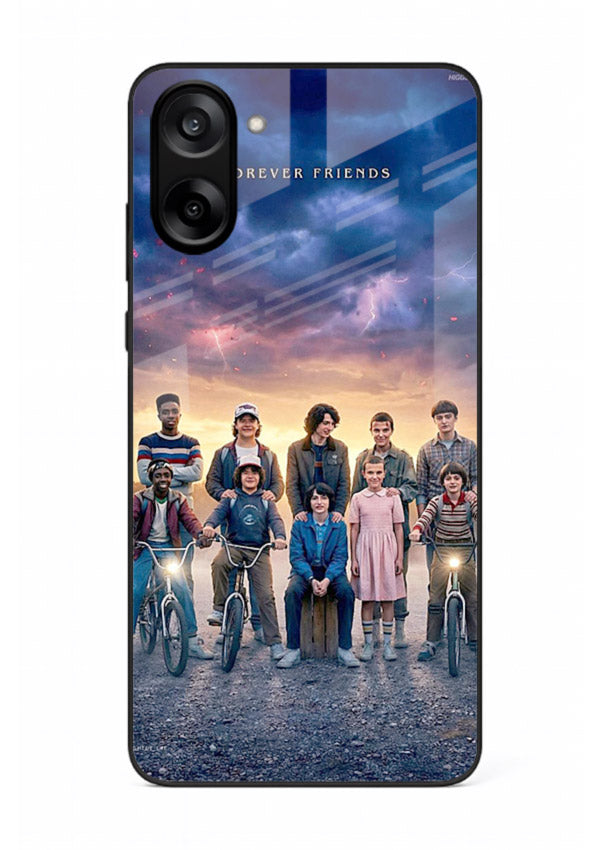 Adventure friends squad artwork printed on premium tempered glass OnePlus Nord CE5 back cover