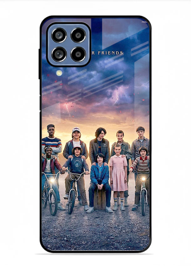 Adventure friends squad artwork printed on premium tempered glass Samsung A22 4G back cover