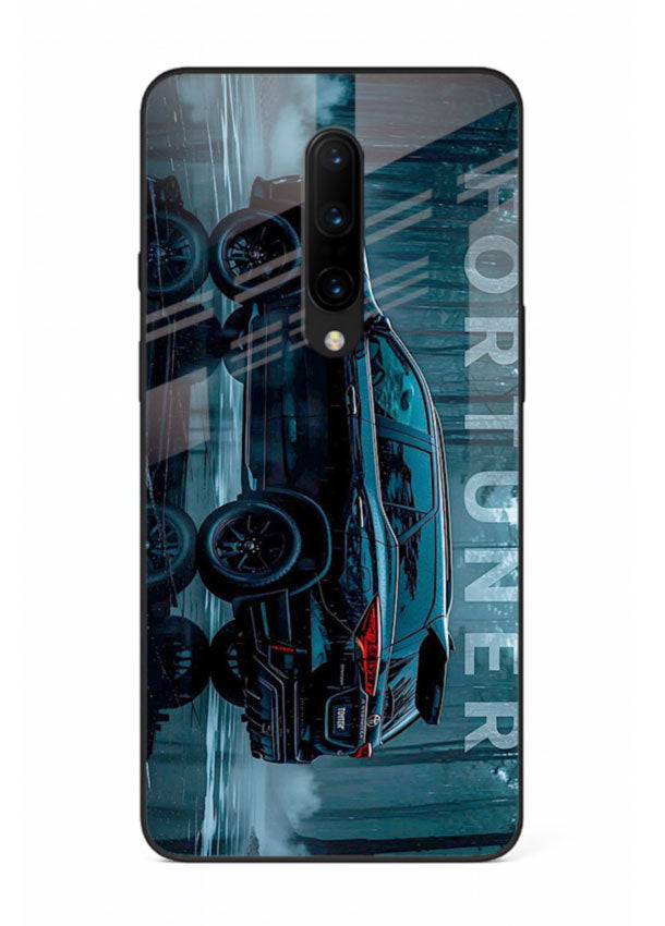 Toyota Fortuner SUV in dark blue reflective setting with bold stance for OnePlus 7 Pro