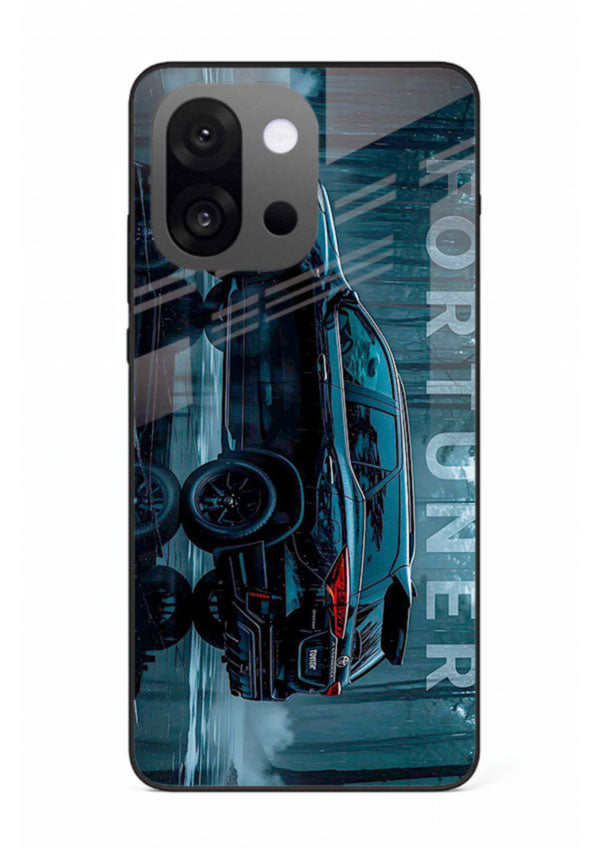 Toyota Fortuner SUV in dark blue reflective setting with bold stance for OnePlus 13s