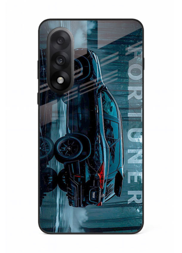 Toyota Fortuner SUV in dark blue reflective setting with bold stance for OnePlus Nord 5