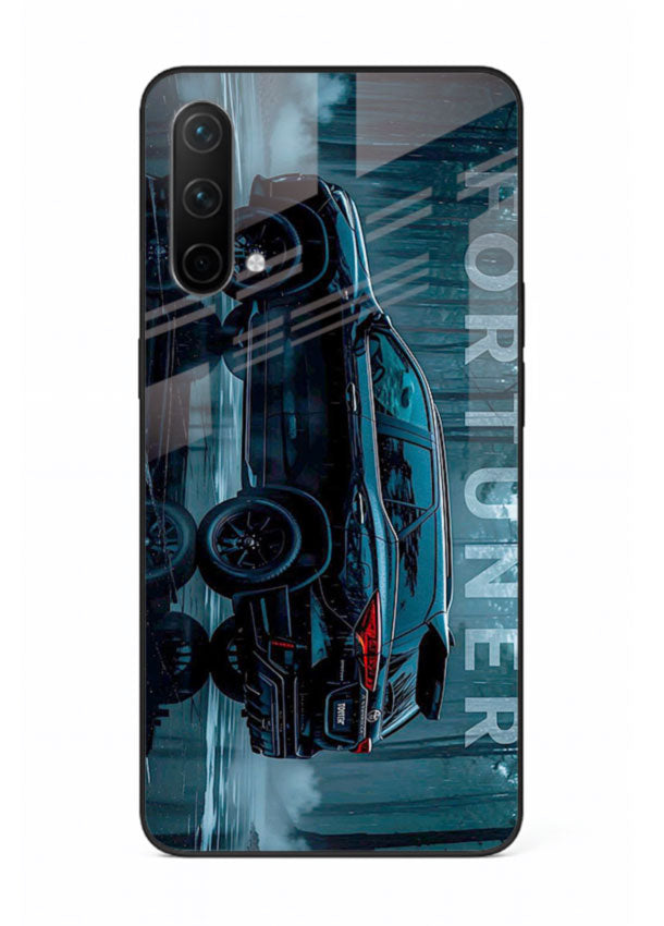 Toyota Fortuner SUV in dark blue reflective setting with bold stance for OnePlus Nord CE 5G