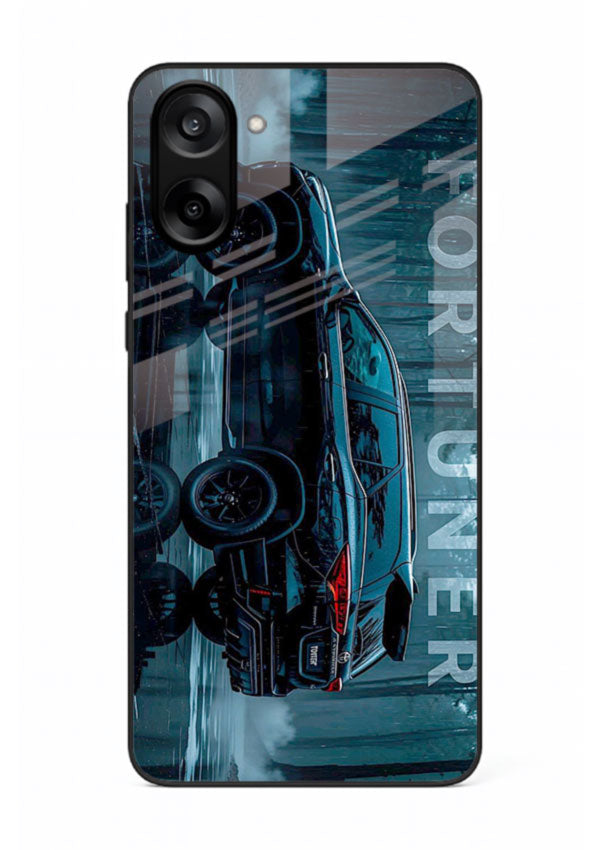 Toyota Fortuner SUV in dark blue reflective setting with bold stance for OnePlus Nord CE5