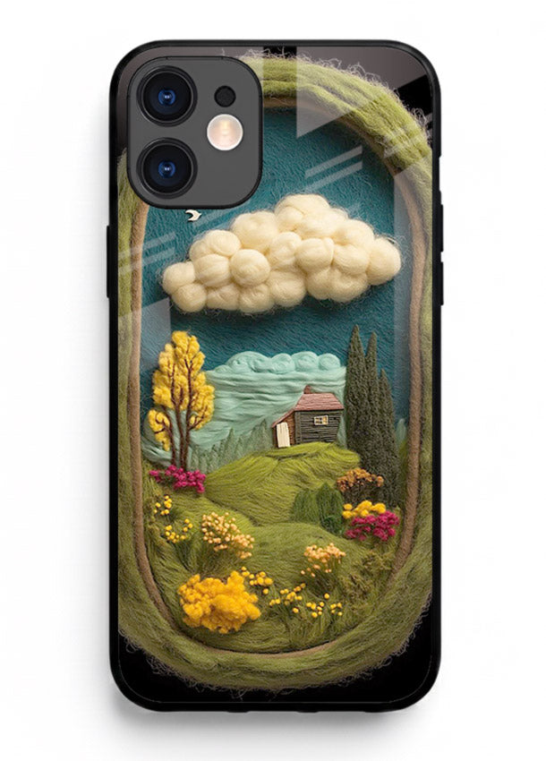 Framed Cottage Meadow scenic cottage meadow artwork iphone 12 glass back cover